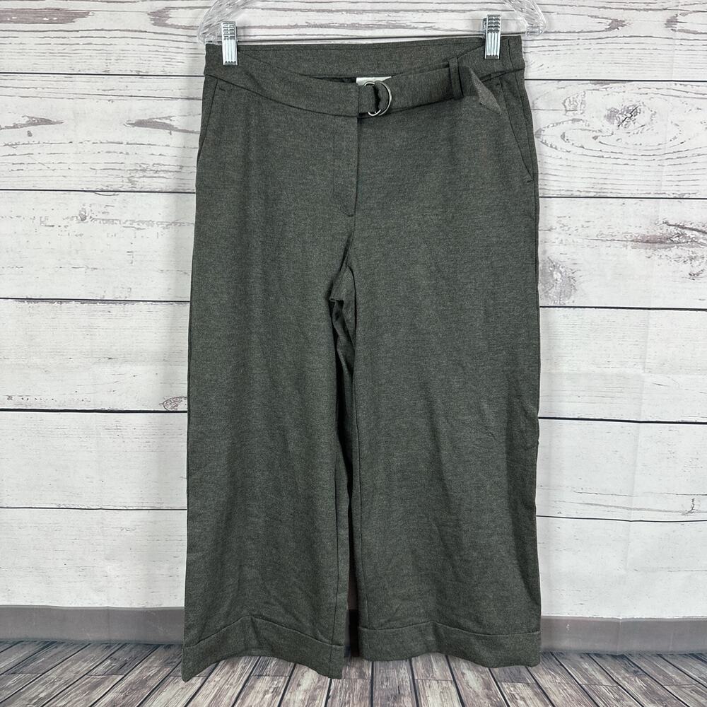 J Jill Pants Womens‎ Small Petite Gray Ponte Cropped Belted Full Leg Stretch